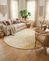 Mediterranean Lattice Collection Area Rug -  Casablanca (Ivory and Yellow) Round Ivory and Yellow  lifestyle 72