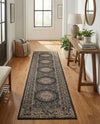 Patio Heritage Collection Area Rug -  Lafayette (Black) Runner Black  lifestyle 76
