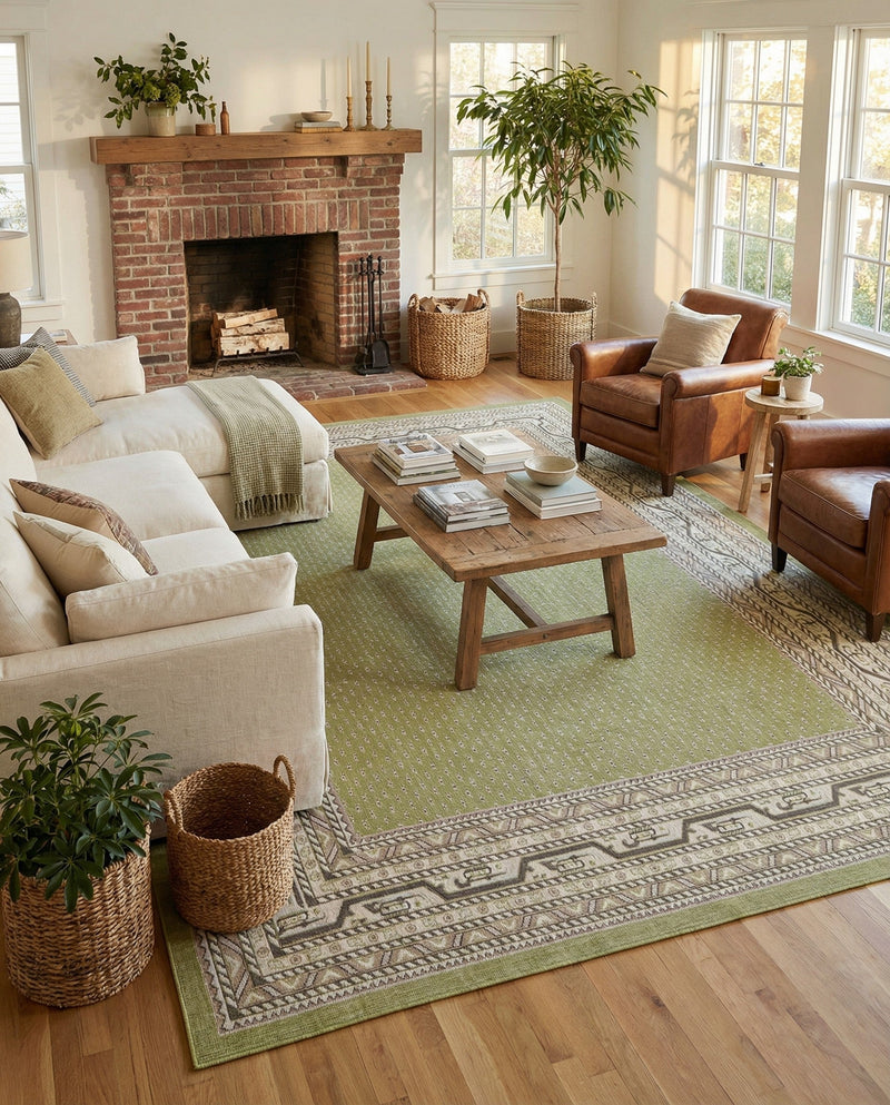 Soho Elegance Collection Area Rug -  Mercer (Green) Rectangle Green  lifestyle 15
