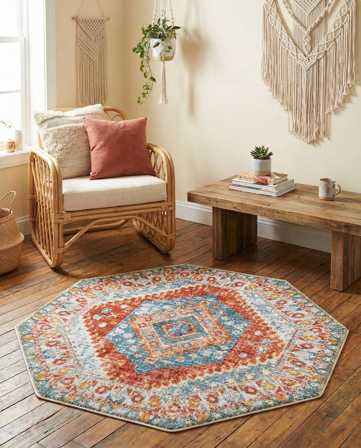 Arcadia Rugs Collection Area Rug -  Xanadu Octagon Salmon  lifestyle 82