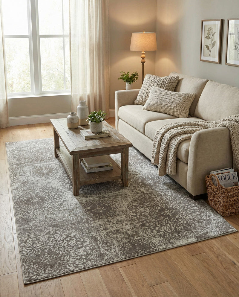Riviera Elegance Collection Area Rug -  Monaco (Light Gray) Rectangle Light Gray  lifestyle 6