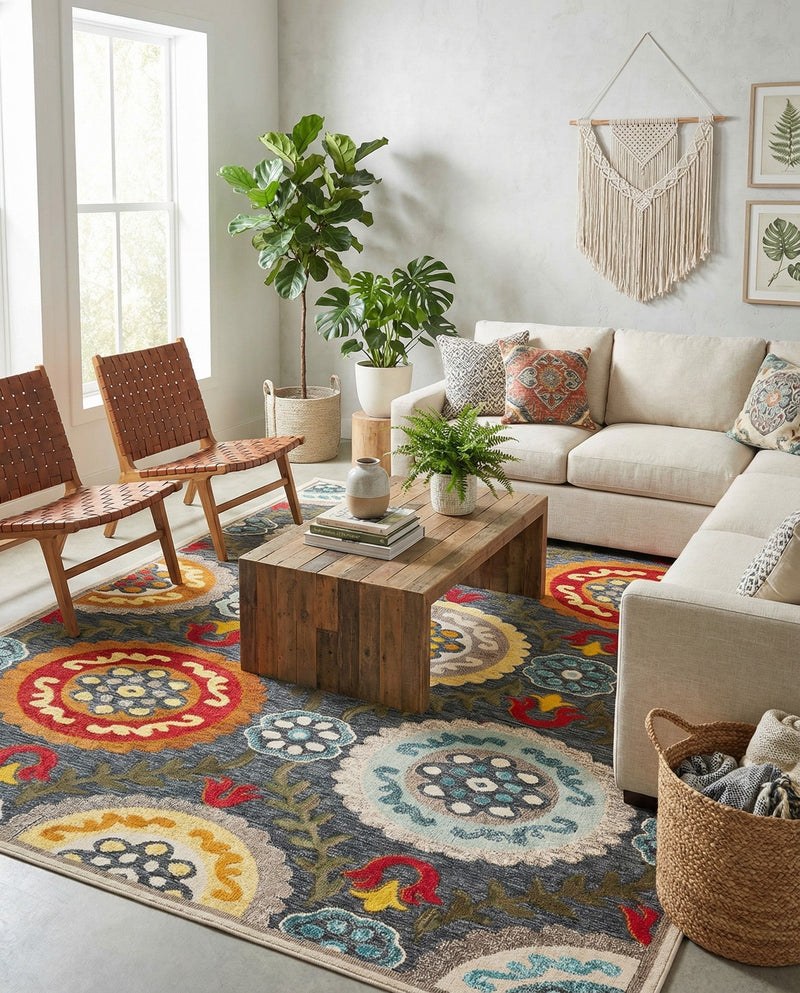 Outdoor Marrakesh Collection Area Rug -  Asilah Rectangle Gray  lifestyle 37