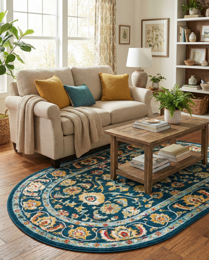 Adriana Terrace Collection Area Rug -  Positano (Navy Blue) Oval Navy Blue  lifestyle 51