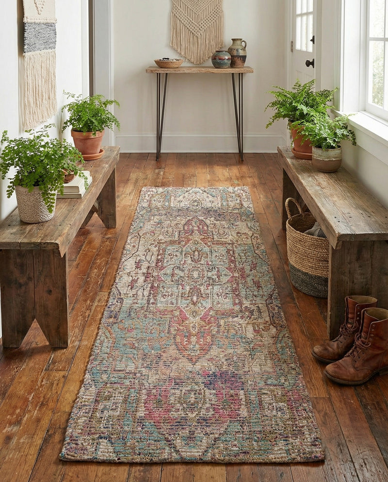 Savannah Threads Collection Area Rug -  Karoo Runner Antique Red and Blue  lifestyle 49