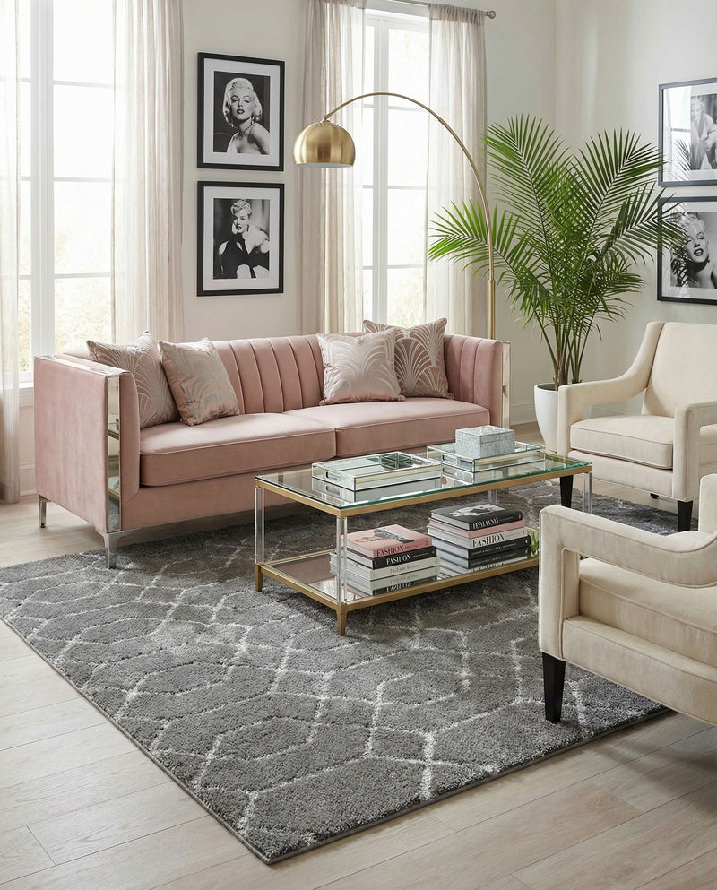 Hollywood Luxe Collection Area Rug - Sunset (Gray Silver) Rectangle Gray Silver  lifestyle 4