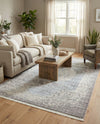 Rustic Charm Revival Collection Area Rug -  Meadowland Rectangle Light Blue  lifestyle 31