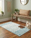 Mediterranean Lattice Collection Area Rug -  Casablanca (Ivory Blue) Rectangle Ivory Blue  lifestyle 6
