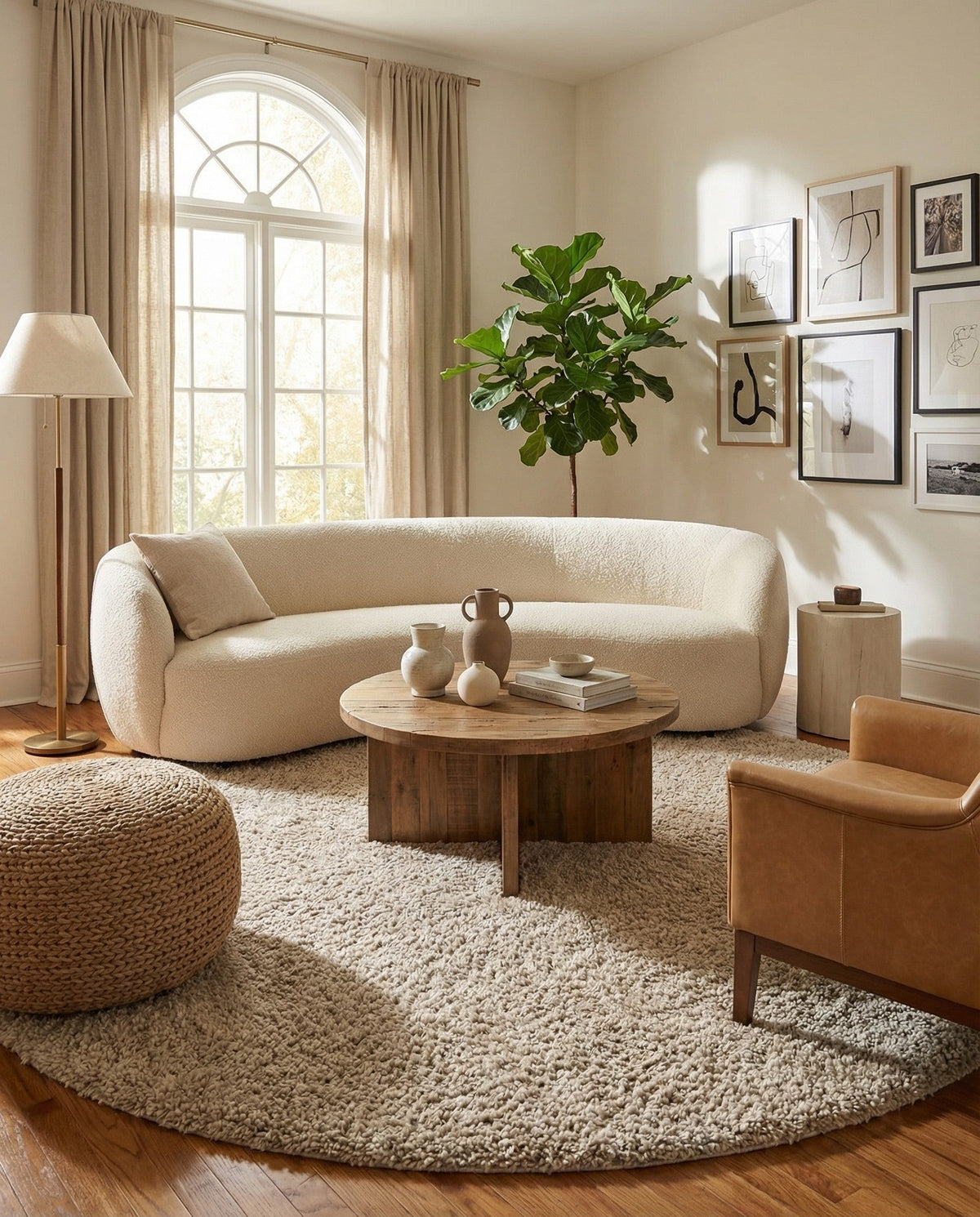 Wellington Luxe Shag Collection Area Rug - Kapiti Round Taupe  lifestyle 97