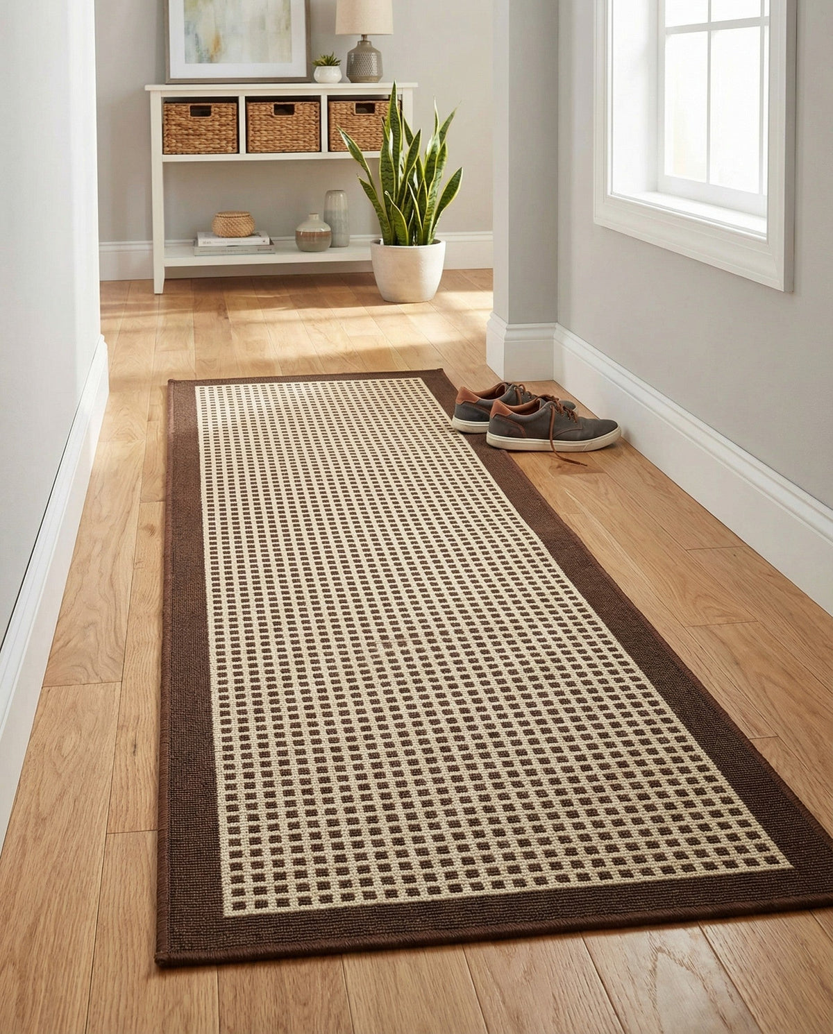 Terrace Fringe Collection Area Rug - Oceanside Runner Brown  lifestyle 212