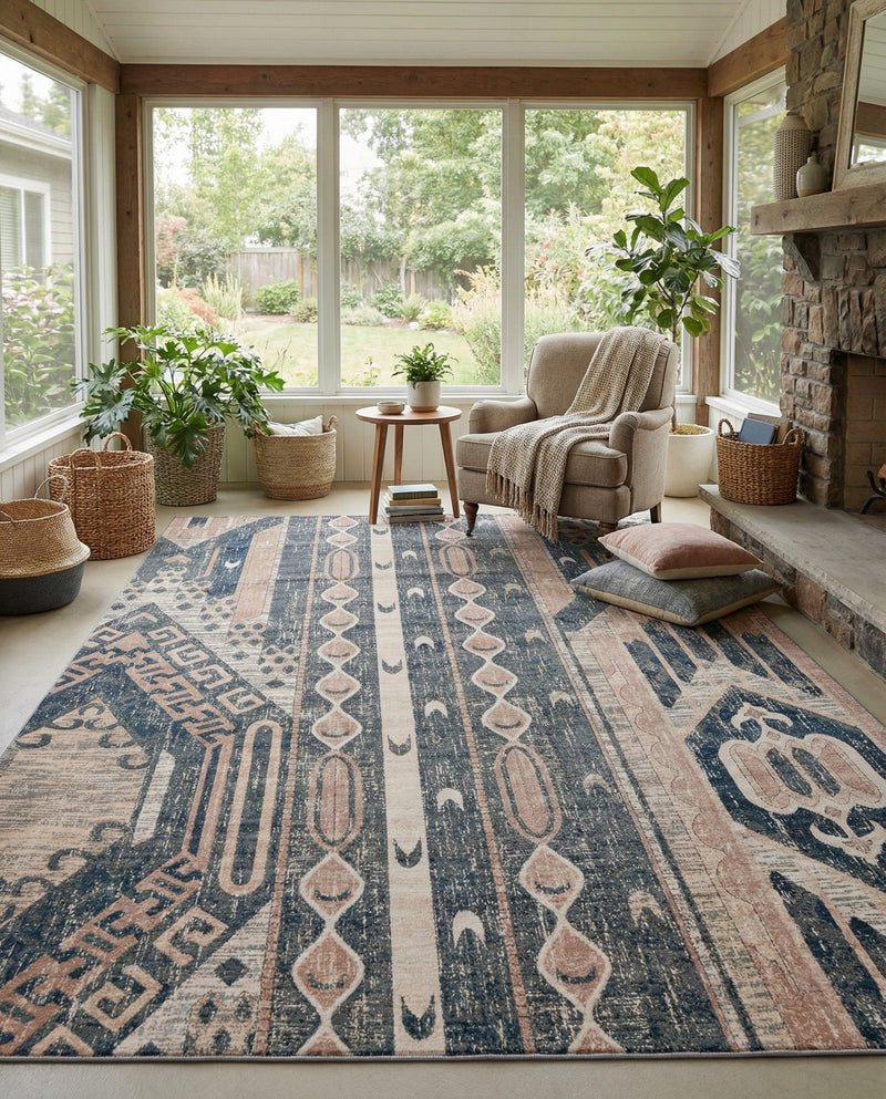 Cascade Range Collection Area Rug - Hood (Navy Blue) Rectangle Navy Blue  lifestyle 12