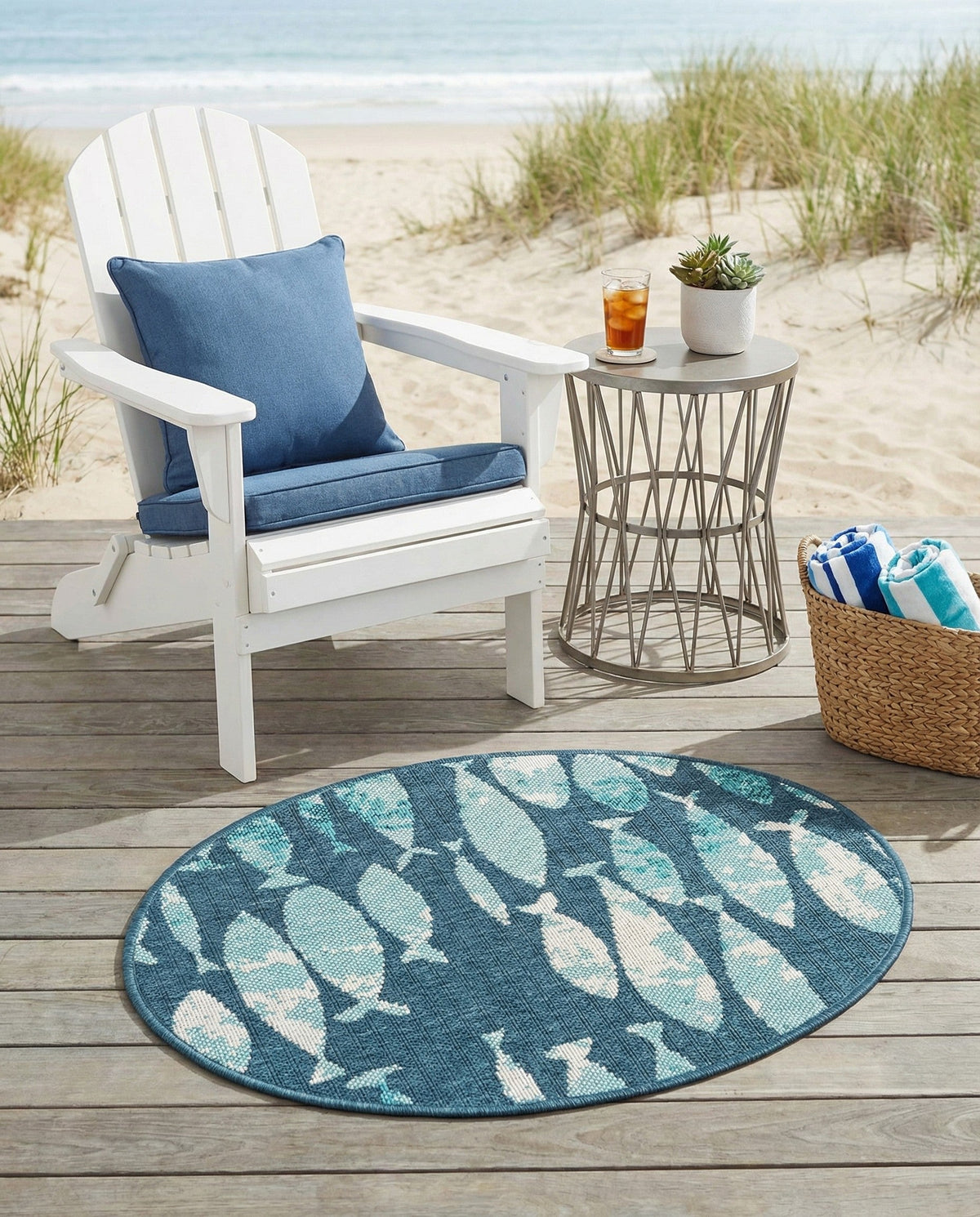 Seaside Haven Rugs Collection Area Rug -  Wavecrest Oval Blue  lifestyle 49