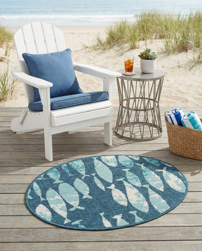 Seaside Haven Rugs Collection Area Rug -  Wavecrest Oval Blue  lifestyle 49