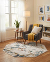 Jewel Oasis Collection Area Rug -  Opaline Octagon White Navy  lifestyle 56