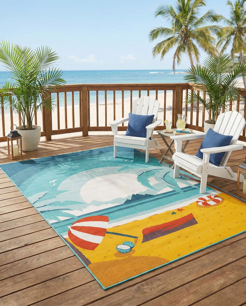 Seaside Haven Rugs Collection Area Rug -  Dockside Rectangle Multi  lifestyle 14