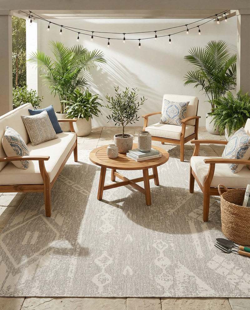 Desert Nomad Terrace Collection Area Rug - Sahara (Gray) Rectangle Gray  lifestyle 4