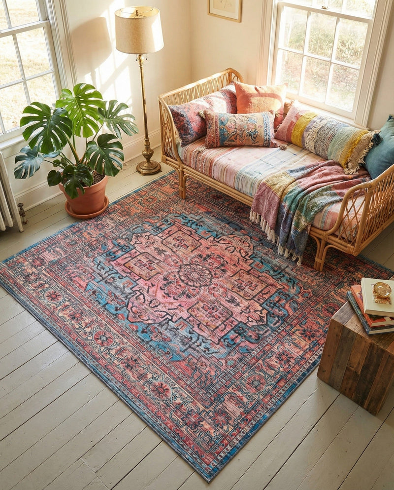 Zahara Oasis Collection Area Rug -  Fez Square Blue  lifestyle 57