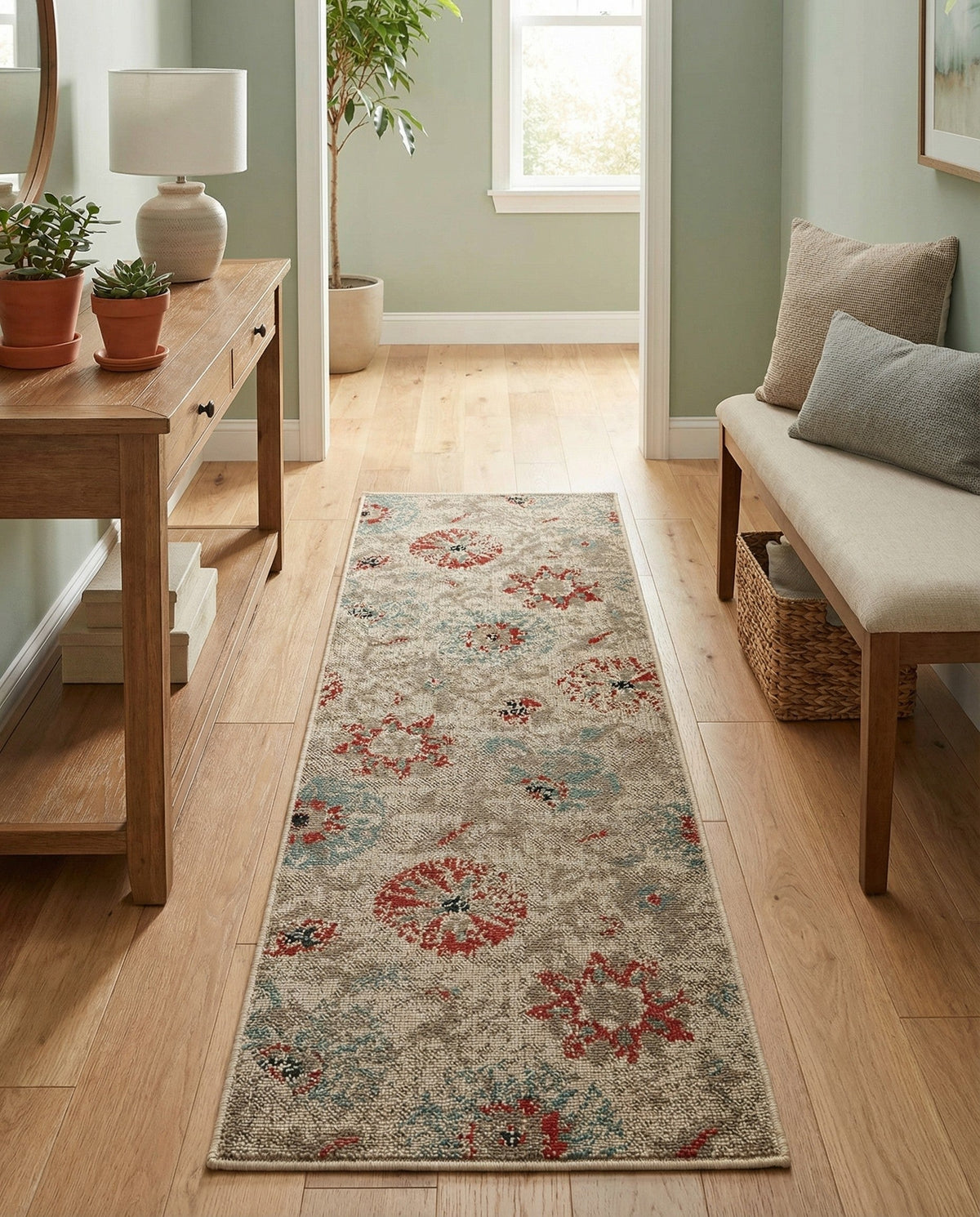 Seaside Blooms Collection Area Rug - Seychelles Runner Beige  lifestyle 101