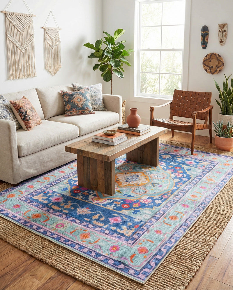 Heritage Elegance Collection Area Rug -  Taj Rectangle Blue  lifestyle 14