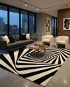 Cyclone Wool Collection Area Rug -  Twister Rectangle Black and White  lifestyle 13