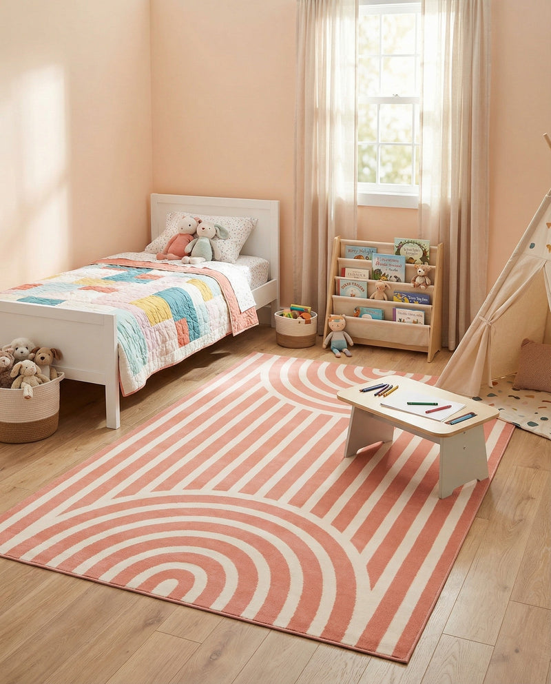Wonder Tykes Collection Area Rug -  Joydale Rectangle Soft Coral Pink  lifestyle 27
