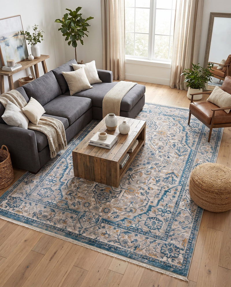 Seville Stripes Collection Area Rug - Cadiz (Light Gray) Rectangle Light Gray  lifestyle 34