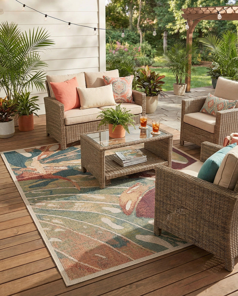 Coastal Terrace Collection Area Rug -  Wavecrest Rectangle Multi  lifestyle 17