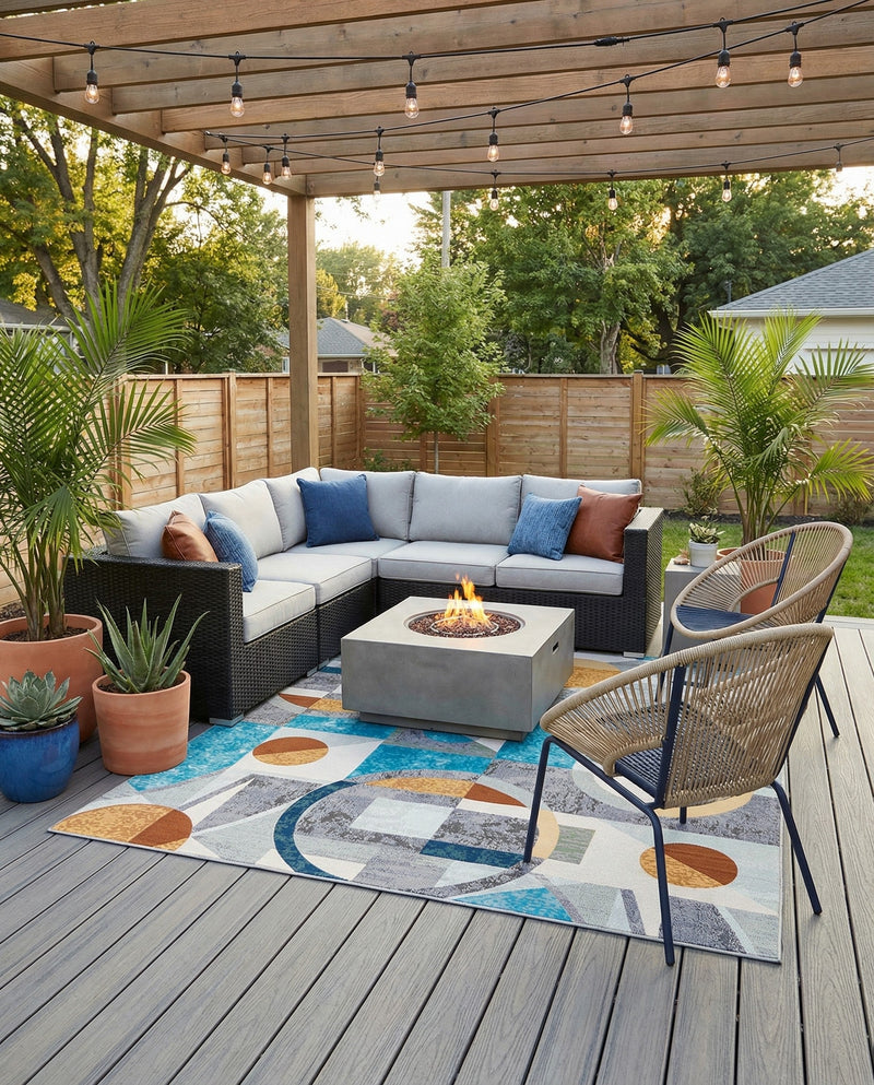 Urban Terrace Collection Area Rug -  Loggia Square Multi  lifestyle 78