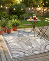 Patio Heritage Collection Area Rug -  Asheville Rectangle White and Black  lifestyle 23