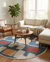 Coastal Terrace Collection Area Rug -  Sail Round Ivory and Blue  lifestyle 57