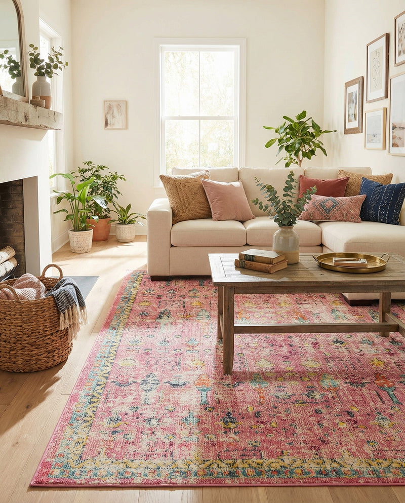 Sierra Collection Area Rug -  Shasta Rectangle Pink  lifestyle 38