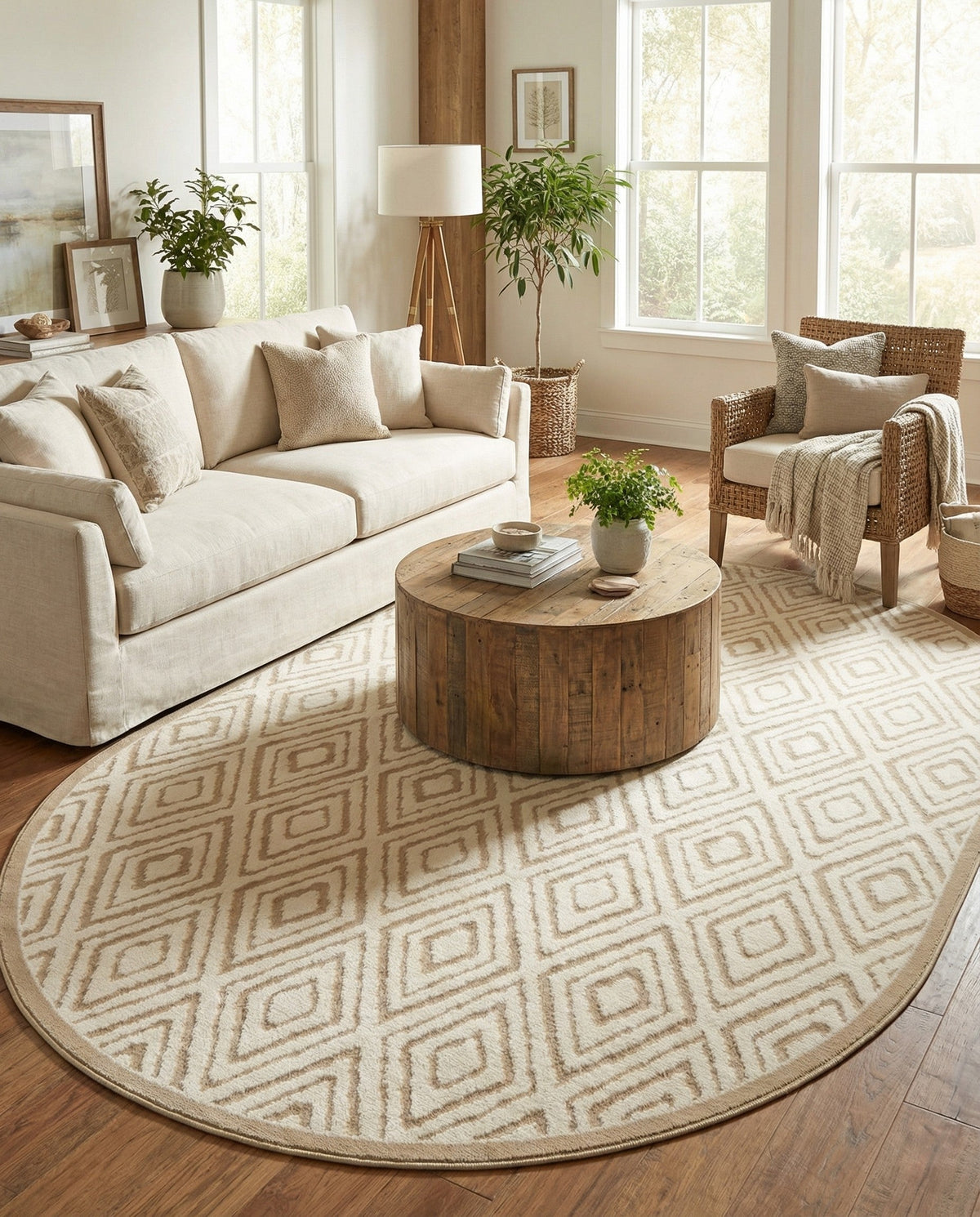 Sanctuary Retreat Collection Area Rug -  Oasis Oval Snow White  lifestyle 120