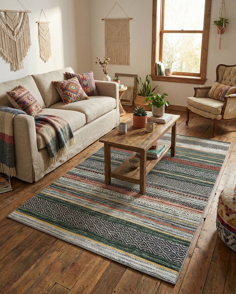Laguna Sands Collection Area Rug -  Malibu Rectangle Green  lifestyle 6