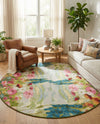 Seaside Blooms Collection Area Rug -  Amalfi Round Multi  lifestyle 49