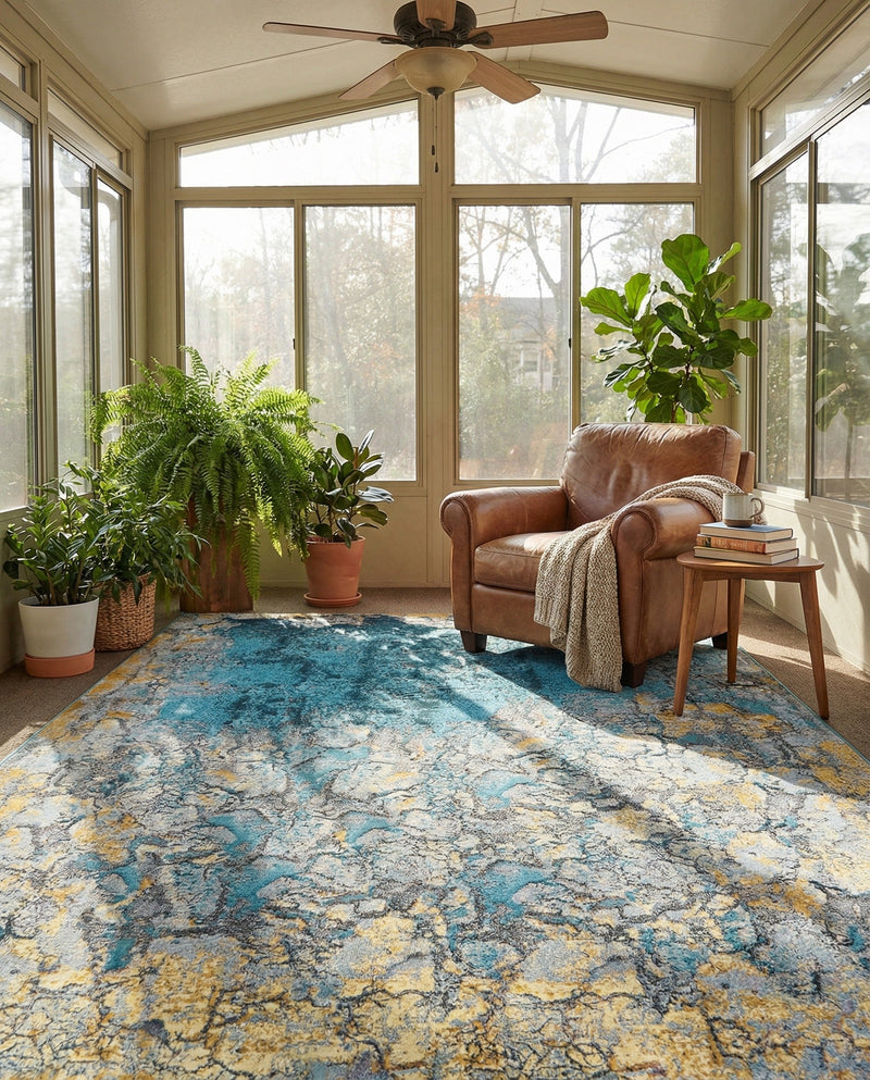 Urban Terrace Collection Area Rug -  Lanai Rectangle Gradient Blue  lifestyle 22