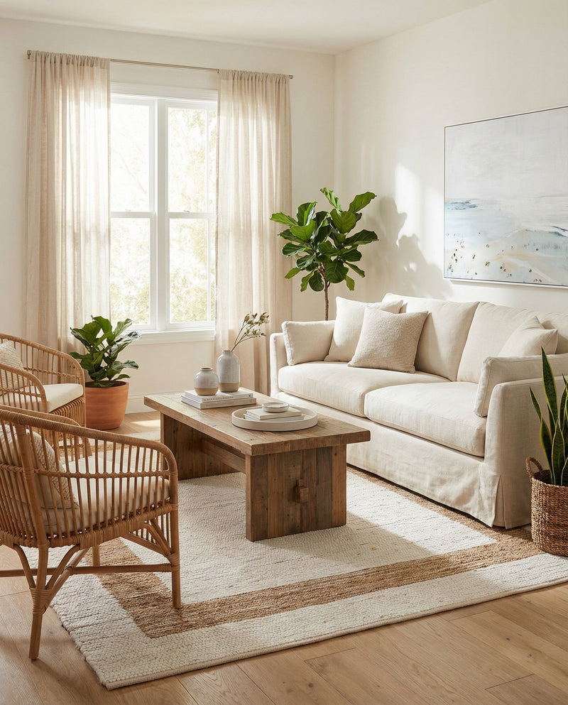 Osian Looms Collection Area Rug - Durham Rectangle White and Natural  lifestyle 38