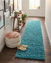Plush Oasis Collection Area Rug - Serenity (Deep Aqua Blue) Runner Deep Aqua Blue  lifestyle 42
