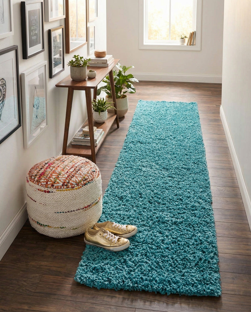Plush Oasis Collection Area Rug - Serenity (Deep Aqua Blue) Runner Deep Aqua Blue  lifestyle 42