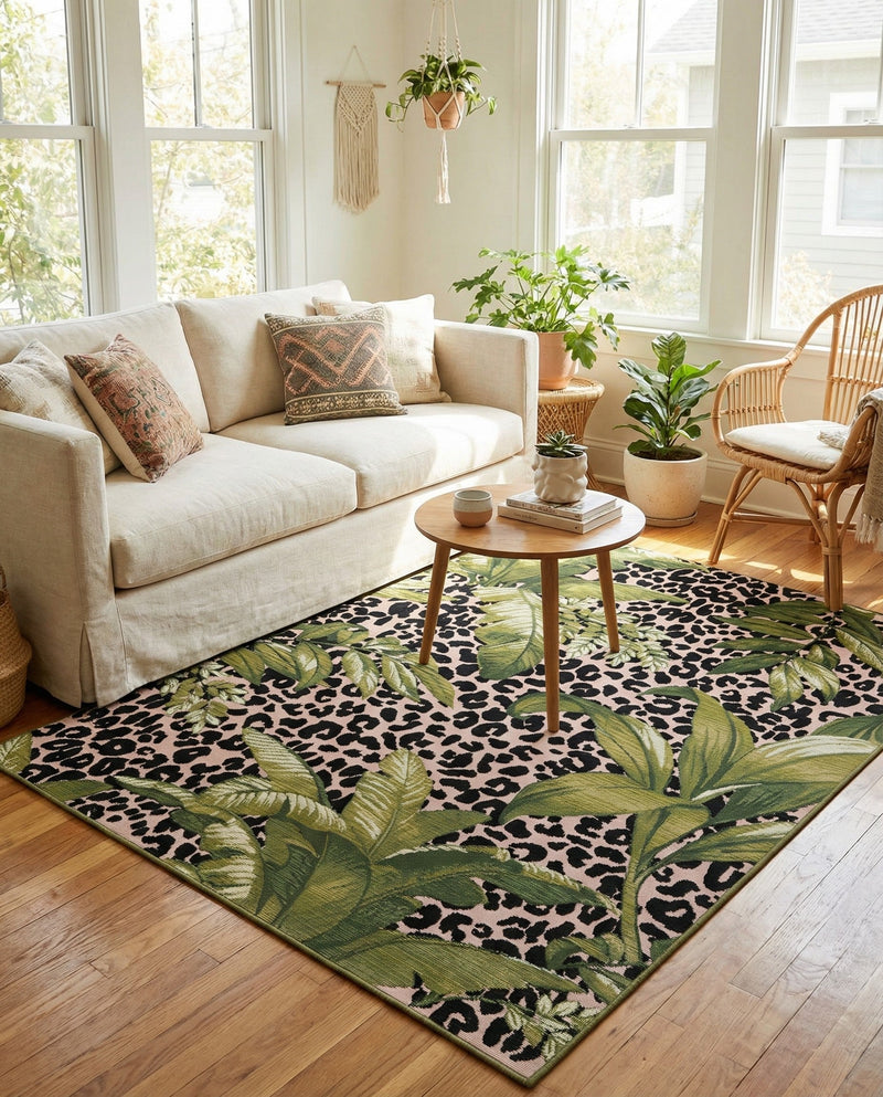 Seaside Blooms Collection Area Rug -  Lotus Rectangle Green  lifestyle 26
