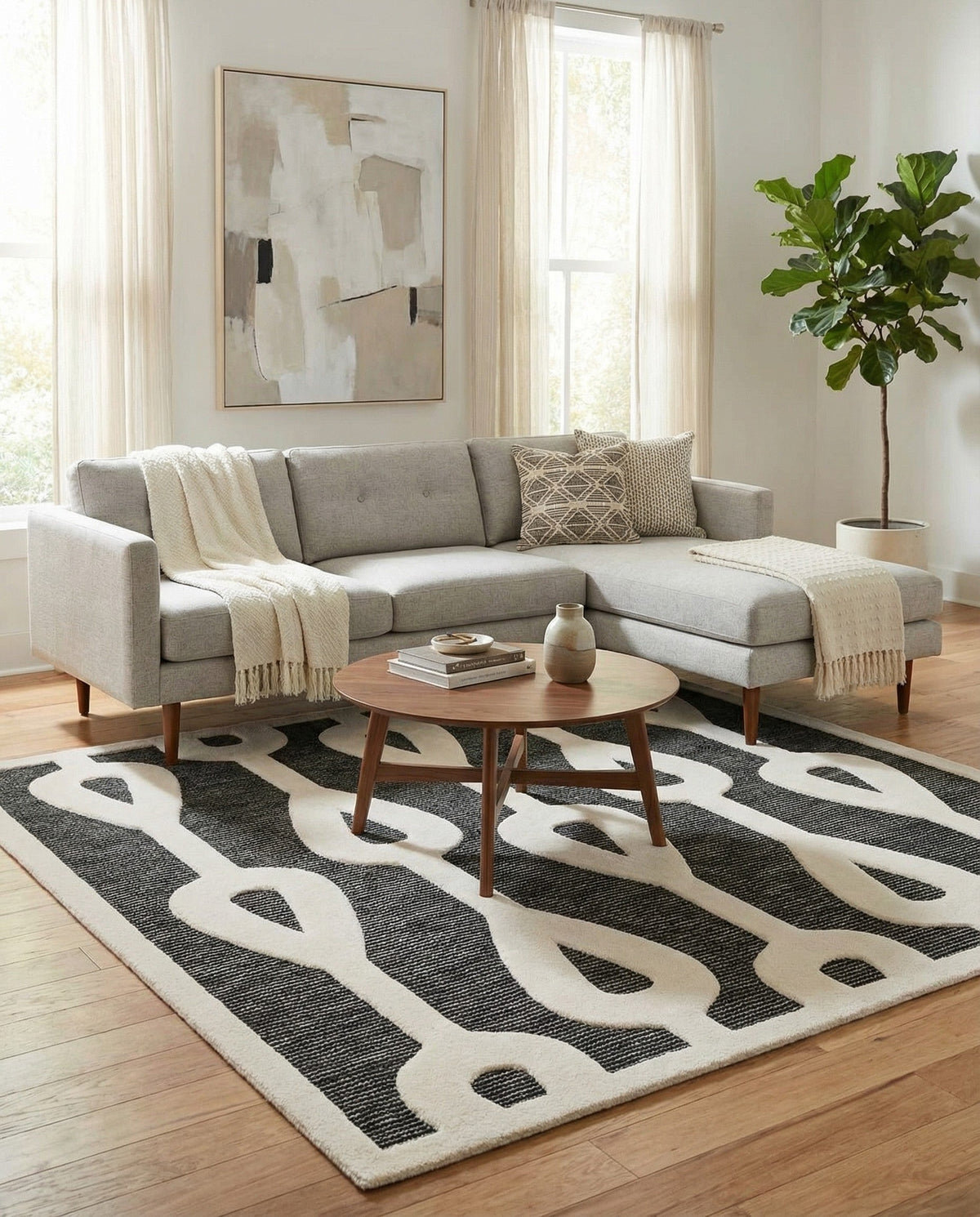 Monochrome Collection Area Rug -  Marble Square Gray  lifestyle 101