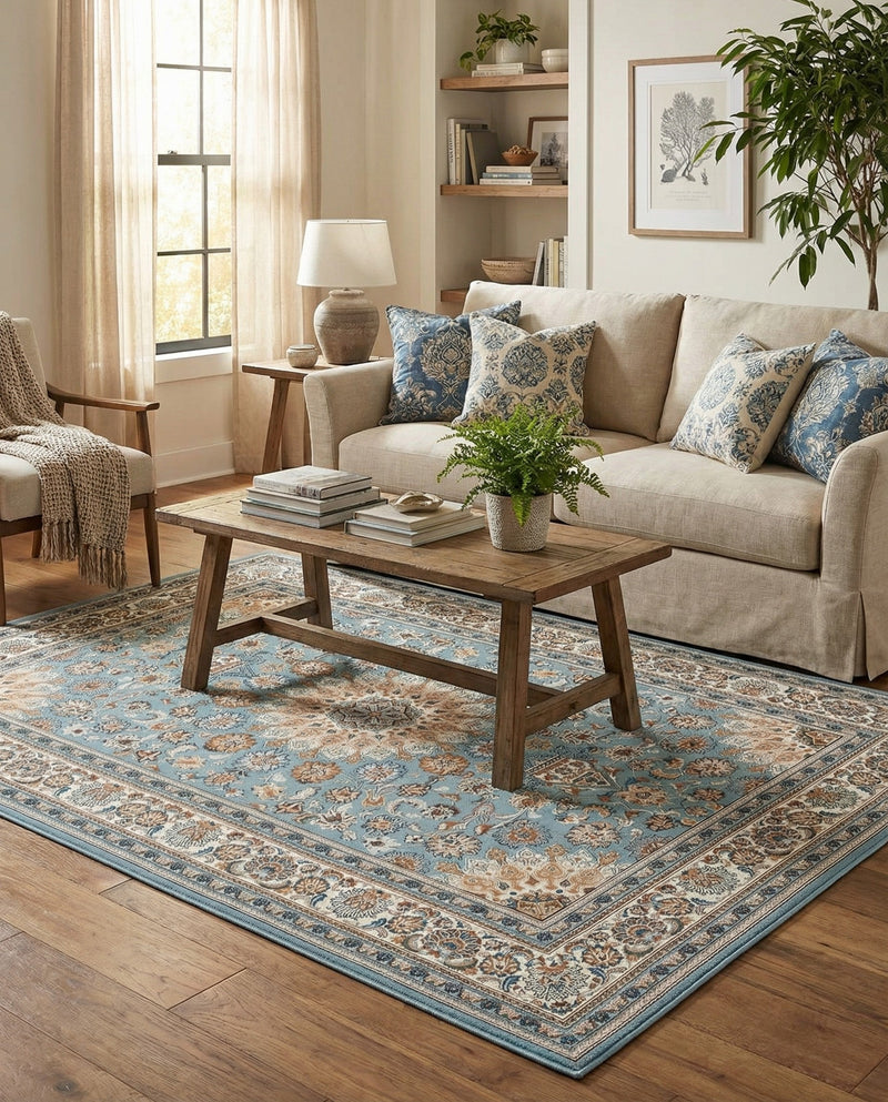 Patio Heritage Collection Area Rug -  Bower Rectangle Blue  lifestyle 27