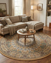 Persian Elegance Collection Area Rug -  Hamedan (Beige) Round Beige  lifestyle 36