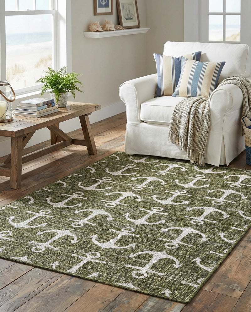 Seaside Haven Rugs Collection Area Rug - Sapphire (Green) Rectangle Green  lifestyle 10