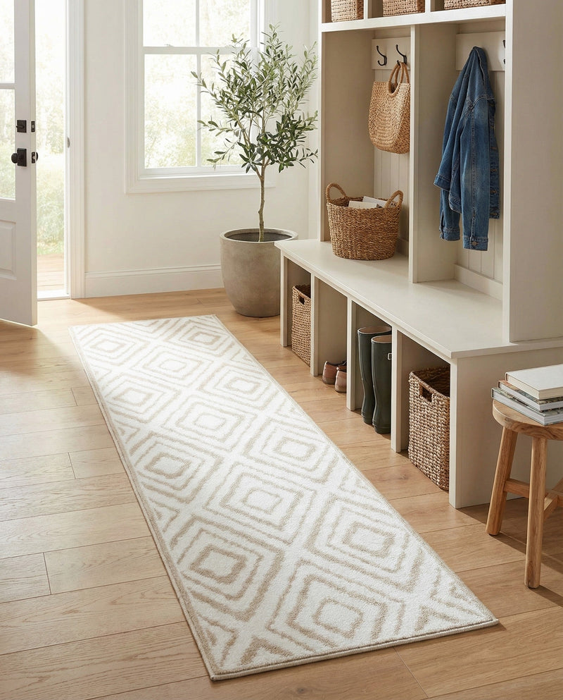 Sanctuary Retreat Collection Area Rug -  Oasis Runner Snow White  lifestyle 146