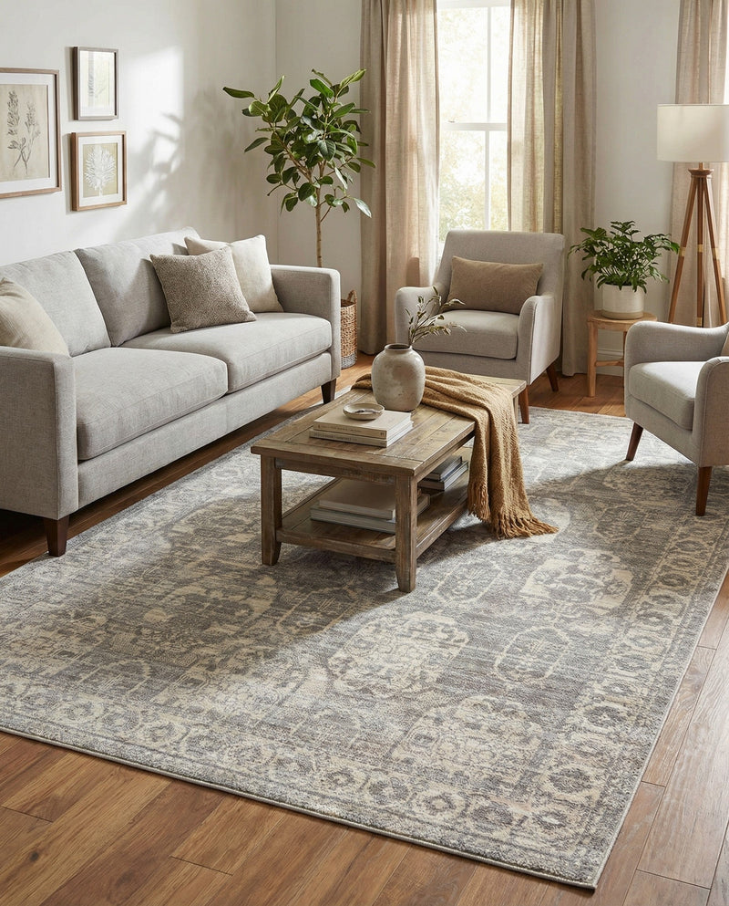 Seville Stripes Collection Area Rug -  Granada (Gray) Rectangle Gray  lifestyle 15