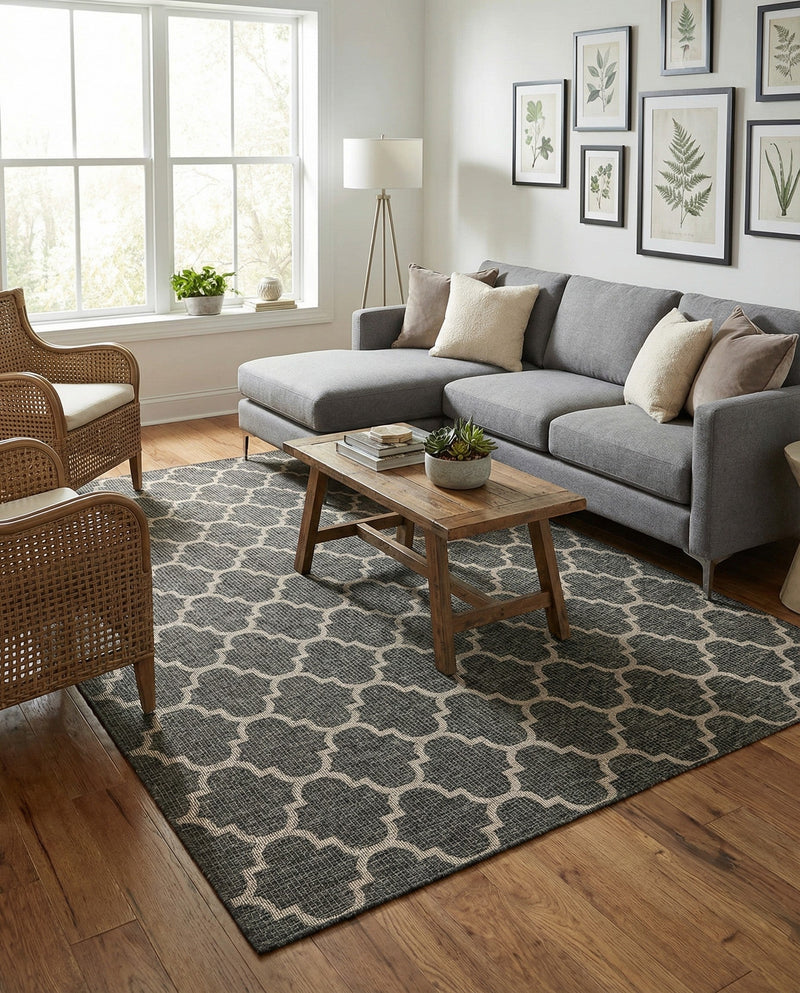 Savannah Pergola Collection Area Rug - Arbor (Black) Rectangle Black  lifestyle 17