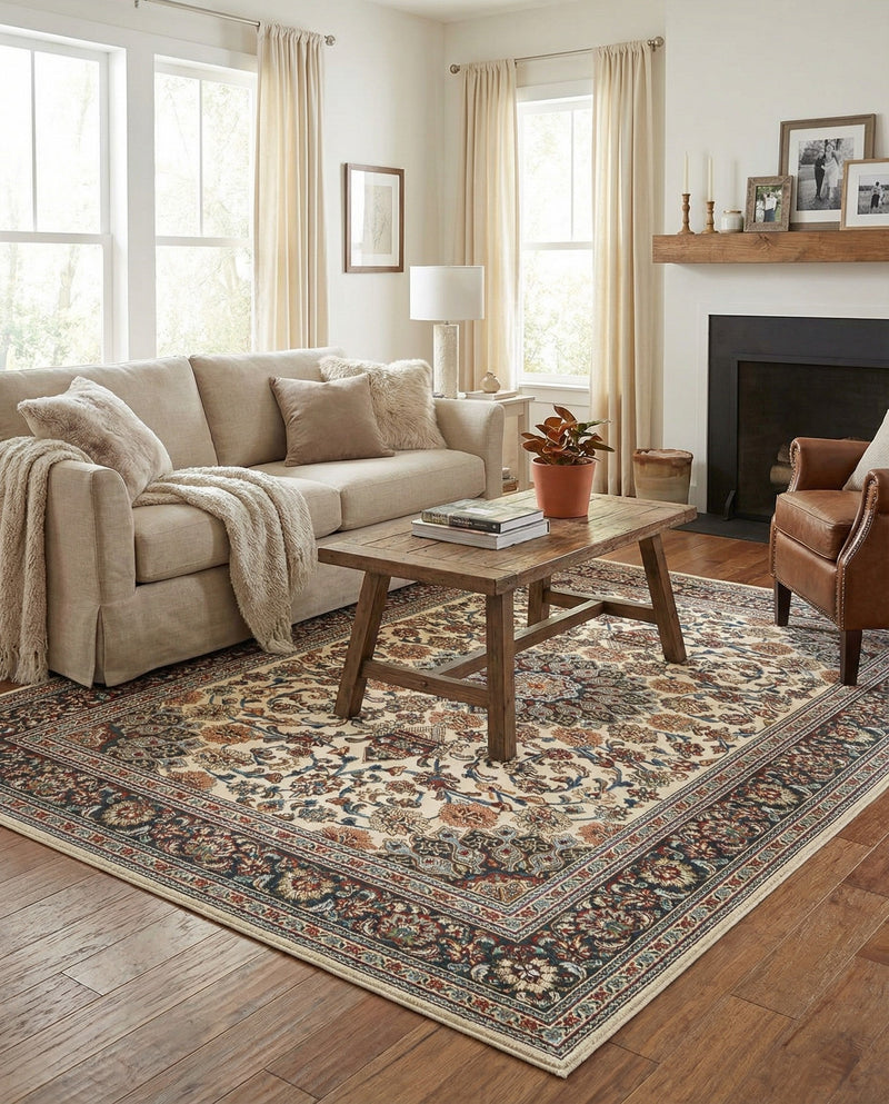 Patio Heritage Collection Area Rug -  Bower Rectangle Ivory  lifestyle 70