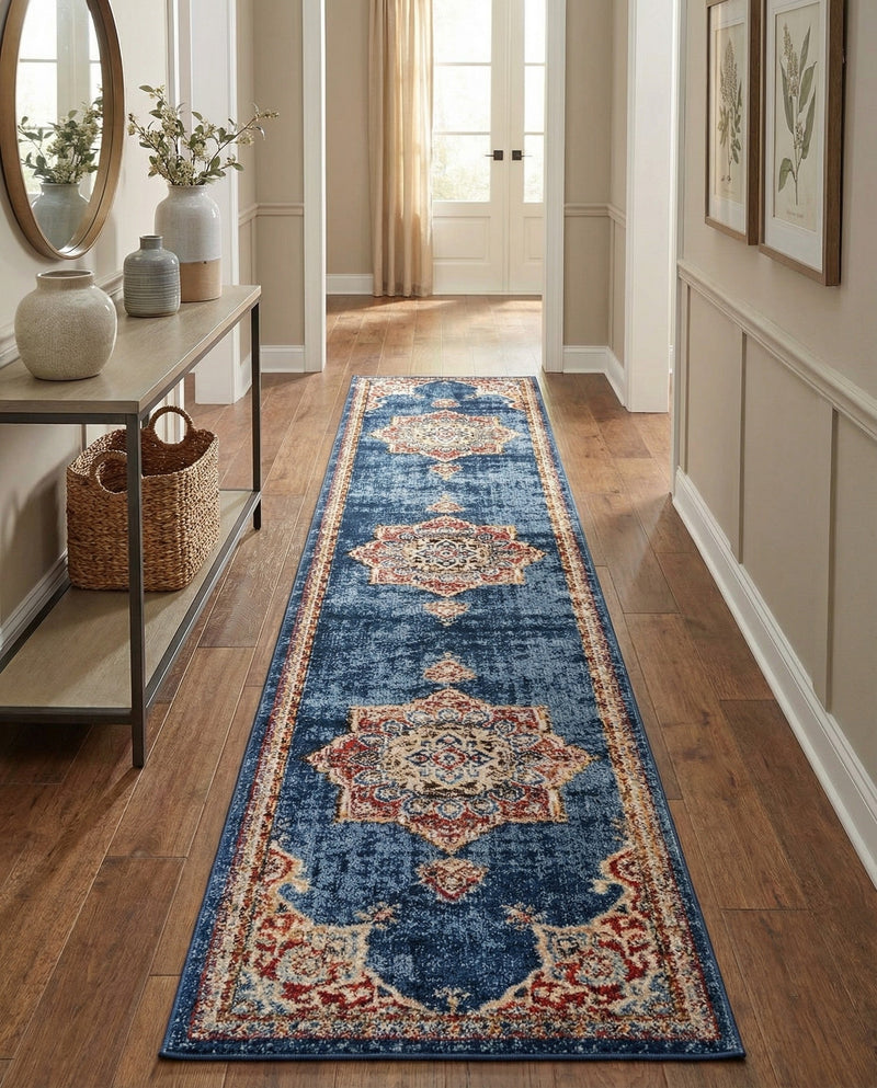 Eden Oasis Collection Area Rug -  Tranquility (Dark Blue) Runner Dark Blue  lifestyle 56