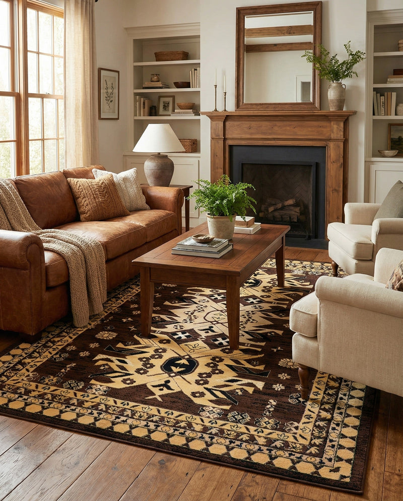 Tabriz Tapestries Collection Area Rug - Azerbaijan (Brown) Rectangle Brown  lifestyle 17