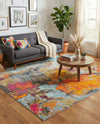 Colorburst Oasis Collection Area Rug -  Spectrum Square Multi  lifestyle 70