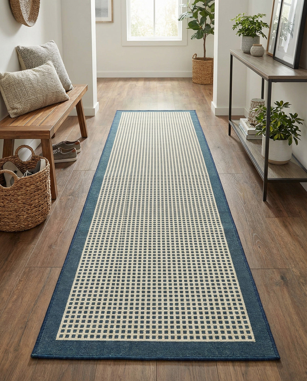 Terrace Fringe Collection Area Rug - Oceanside Runner Navy Blue  lifestyle 64